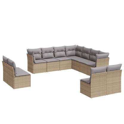 Set Divani da Giardino 11 pz con Cuscini Beige in Polyrattan | homemem39