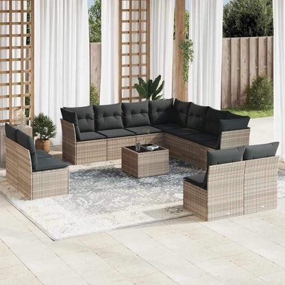 Set Divano Giardino 12 pz con Cuscini Grigio Chiaro Polyrattan - homemem39