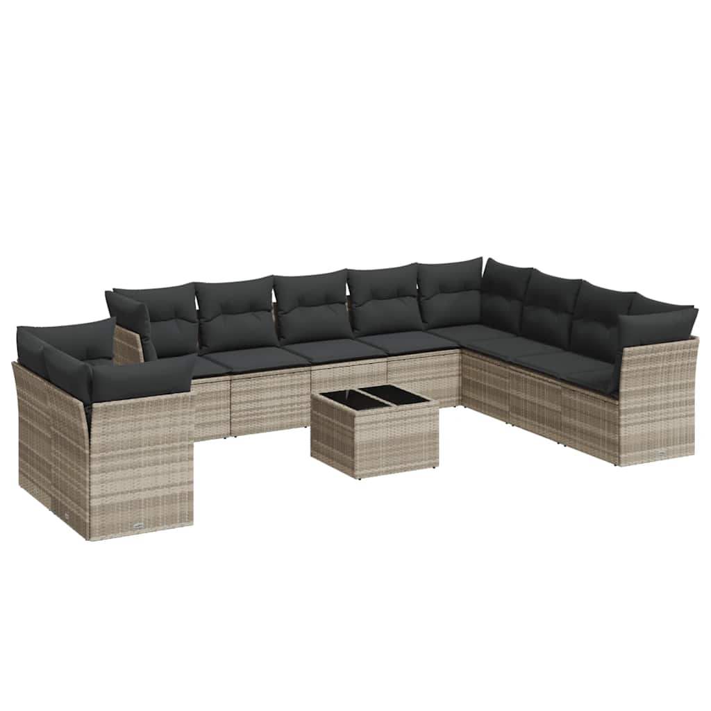 Set Divani da Giardino 11 pz con Cuscini in Polyrattan Grigio - homemem39