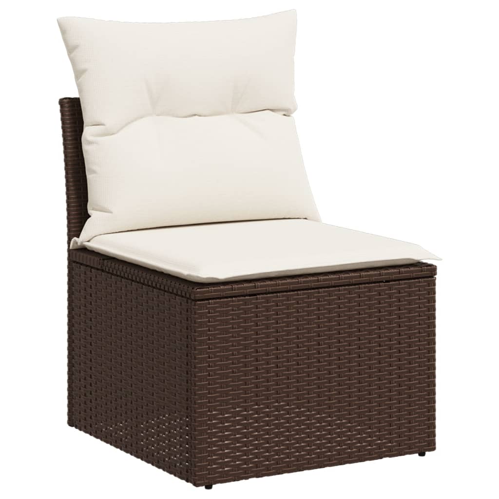 Set Divani da Giardino 11 pz con Cuscini Polyrattan Marrone | homemem39