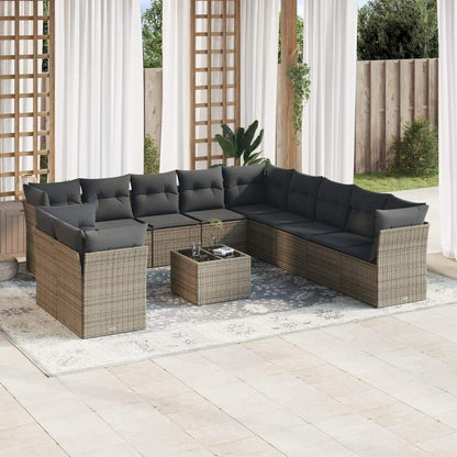 Set Divani da Giardino 12 pz con Cuscini Grigio in Polyrattan - homemem39