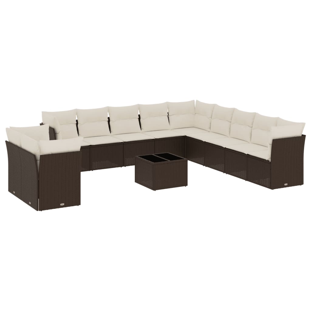 Set Divani da Giardino 12 pz con Cuscini Marrone in Polyrattan | homemem39