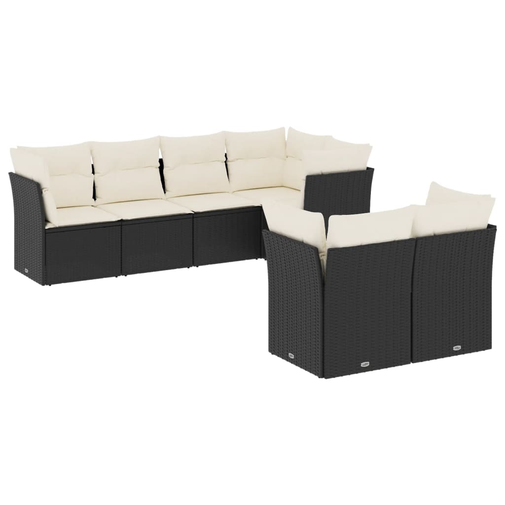 Set Divani da Giardino con Cuscini 7pz Nero Polyrattan - homemem39