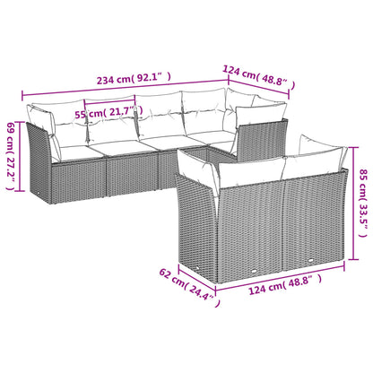 Set Divani da Giardino 7 pz con Cuscini Beige in Polyrattan | homemem39