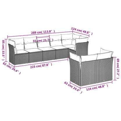 Set Divano da Giardino 8 pz con Cuscini Grigio in Polyrattan | homemem39