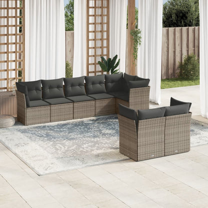 Set Divano da Giardino 8 pz con Cuscini Grigio in Polyrattan | homemem39