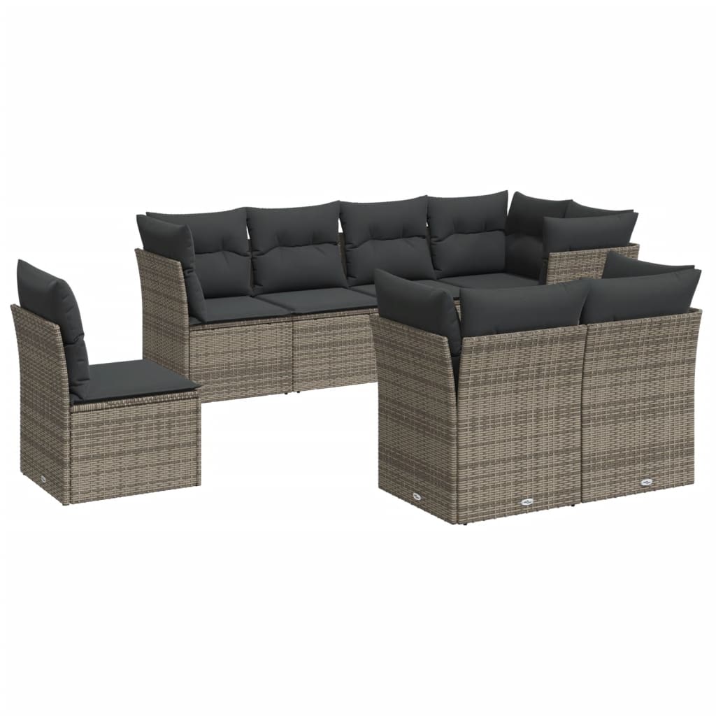 Set Divano da Giardino 8 pz con Cuscini Grigio in Polyrattan | homemem39