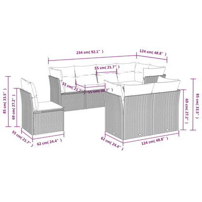 Set Divani da Giardino 8 pz con Cuscini Marrone in Polyrattan | homemem39