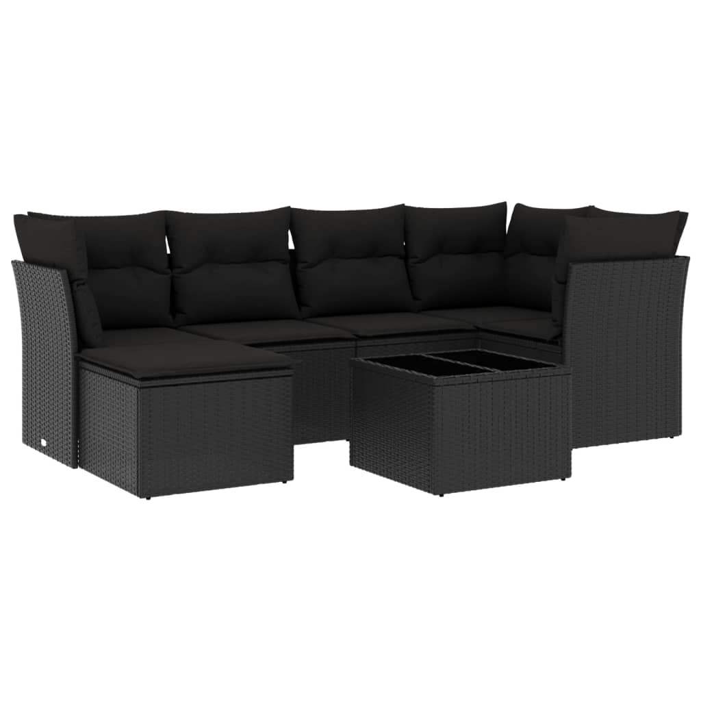 Set Divani da Giardino con Cuscini 7pz Nero Polyrattan - homemem39