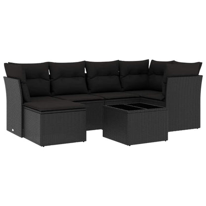 Set Divani da Giardino con Cuscini 7pz Nero Polyrattan - homemem39