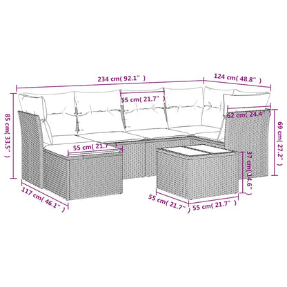 Set Divani da Giardino con Cuscini 7pz Nero Polyrattan