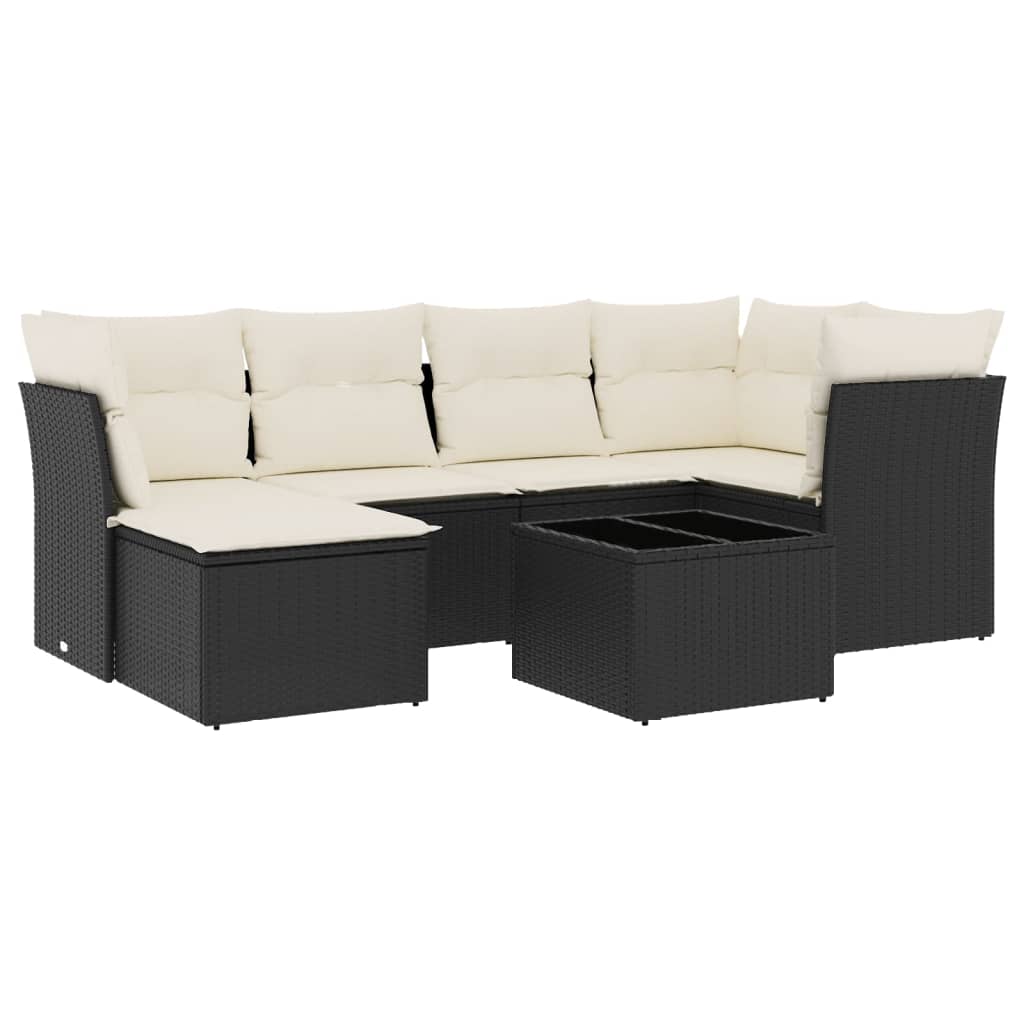 Set Divani da Giardino con Cuscini 7pz Nero Polyrattan - homemem39