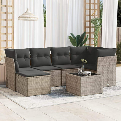 Set Divani da Giardino 7 pz con Cuscini Grigio in Polyrattan - homemem39