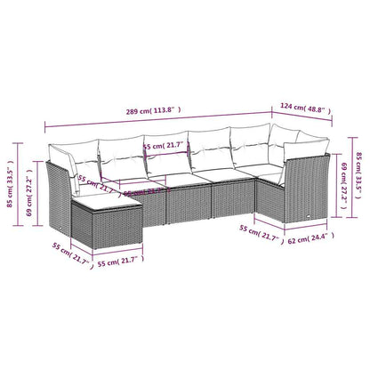 Set Divani da Giardino con Cuscini 7pz Nero Polyrattan | homemem39