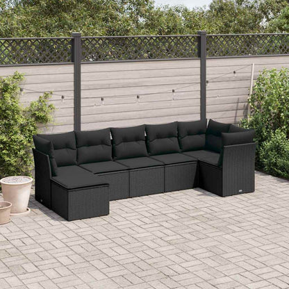Set Divani da Giardino con Cuscini 7pz Nero Polyrattan | homemem39