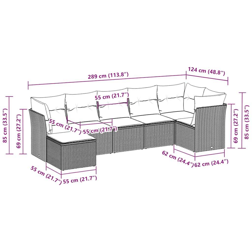 Set Divani da Giardino 7pz con Cuscini Grigio Chiaro Polyrattan - homemem39