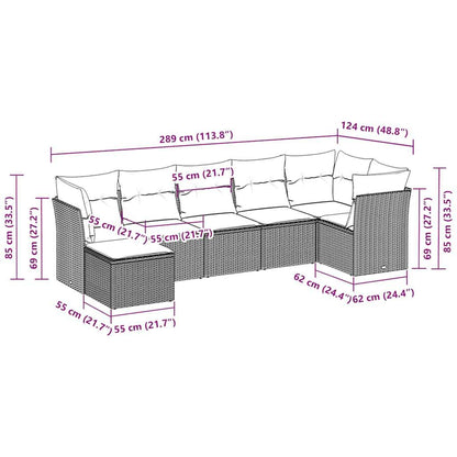 Set Divani da Giardino 7pz con Cuscini Grigio Chiaro Polyrattan - homemem39