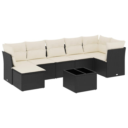 Set Divani da Giardino con Cuscini 8 pz Nero in Polyrattan | homemem39