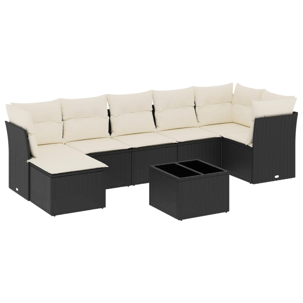 Set Divani da Giardino con Cuscini 8 pz Nero in Polyrattan - homemem39