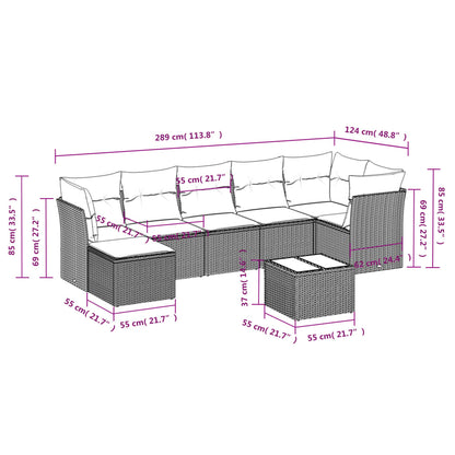 Set Divani da Giardino con Cuscini 8 pz Nero in Polyrattan | homemem39