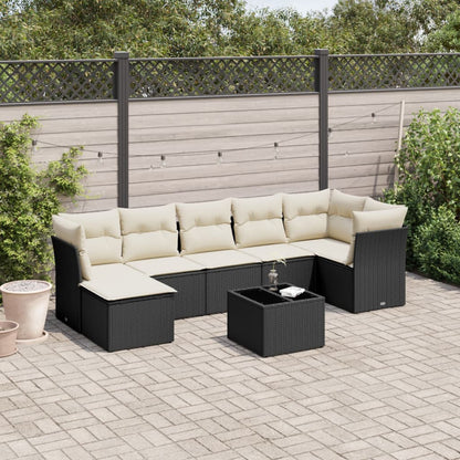 Set Divani da Giardino con Cuscini 8 pz Nero in Polyrattan | homemem39