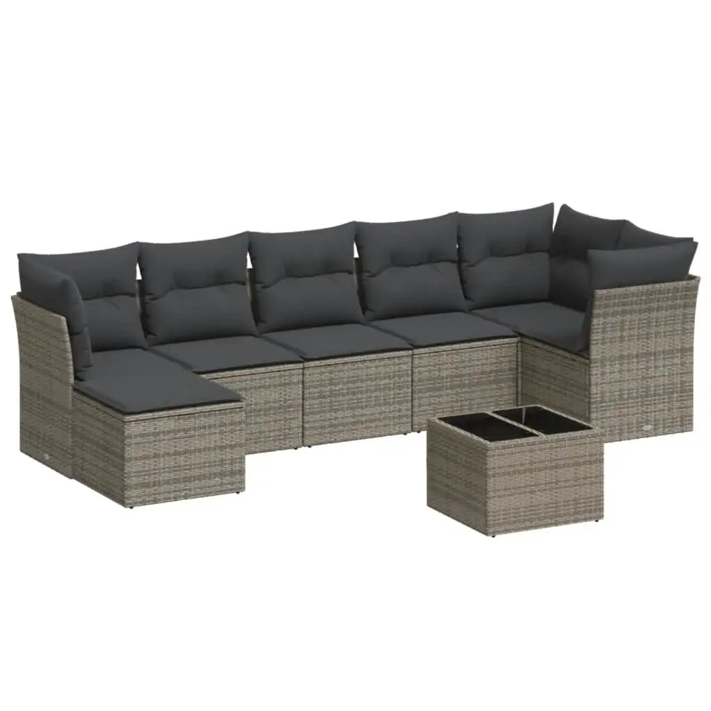 Set Divano da Giardino 8 pz con Cuscini Grigio in Polyrattan - homemem39