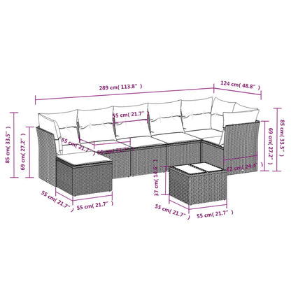 Set Divani da Giardino 8 pz con Cuscini Marrone in Polyrattan | homemem39
