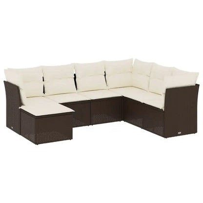 Set Divani da Giardino 7 pz con Cuscini Marrone in Polyrattan - homemem39