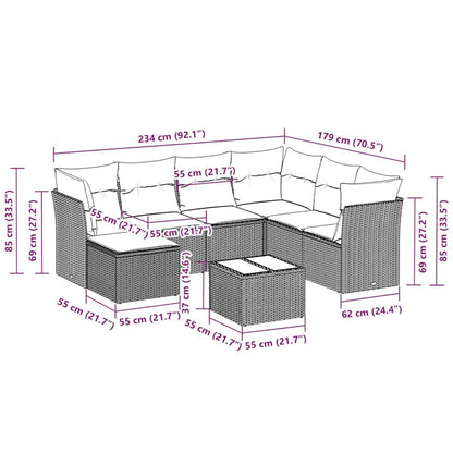 Set Divano da Giardino 8pz con Cuscini Grigio Chiaro Polyrattan - homemem39