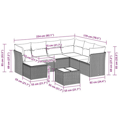 Set Divano da Giardino 8pz con Cuscini Grigio Chiaro Polyrattan
