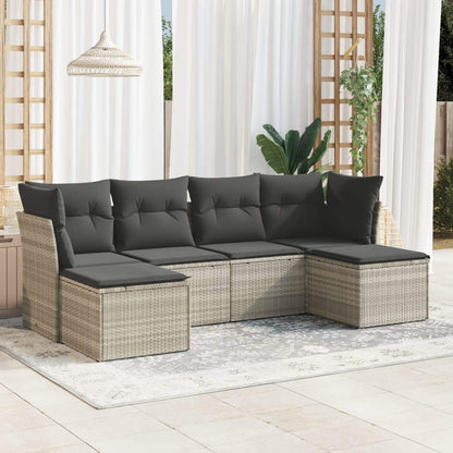Set Divano da Giardino 6pz con Cuscini Grigio Chiaro Polyrattan - homemem39