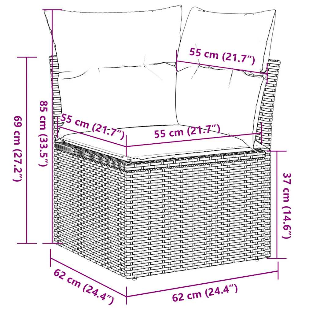 Set Divano da Giardino 6 pz con Cuscini Marrone in Polyrattan | homemem39