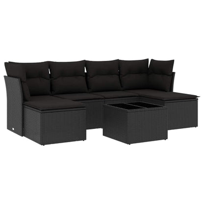 Set Divani da Giardino con Cuscini 7pz Nero Polyrattan - homemem39