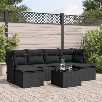 Set Divani da Giardino con Cuscini 7pz Nero Polyrattan - homemem39