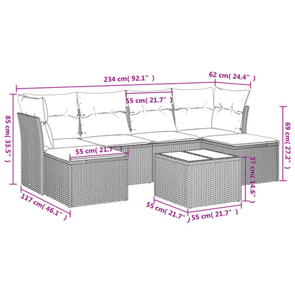 Set Divani da Giardino con Cuscini 7pz Nero Polyrattan | homemem39