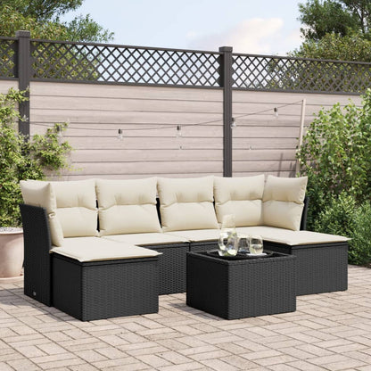 Set Divani da Giardino con Cuscini 7pz Nero Polyrattan | homemem39
