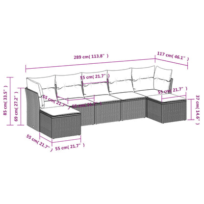 Set Divani da Giardino 7 pz con Cuscini Nero in Polyrattan | homemem39