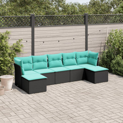 Set Divani da Giardino 7 pz con Cuscini Nero in Polyrattan | homemem39