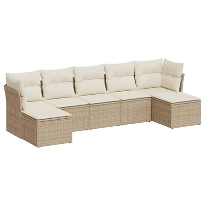 Set Divani da Giardino 7 pz con Cuscini Beige in Polyrattan - homemem39