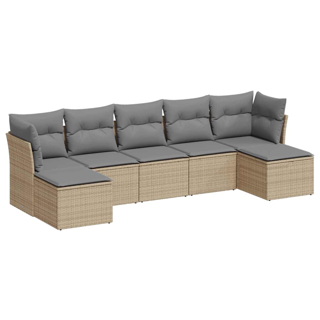 Set Divani da Giardino 7pz con Cuscini Grigio Chiaro Polyrattan | homemem39