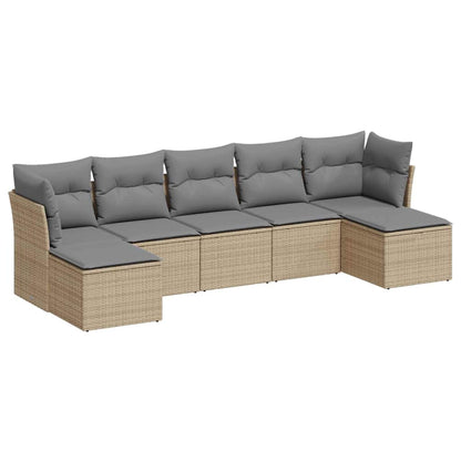 Set Divani da Giardino 7pz con Cuscini Grigio Chiaro Polyrattan | homemem39