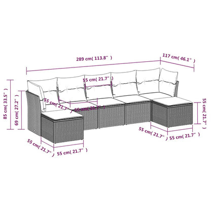 Set Divani da Giardino 7pz con Cuscini Grigio Chiaro Polyrattan | homemem39