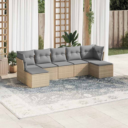 Set Divani da Giardino 7pz con Cuscini Grigio Chiaro Polyrattan | homemem39