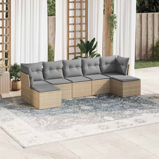 Set Divani da Giardino 7pz con Cuscini Grigio Chiaro Polyrattan - homemem39