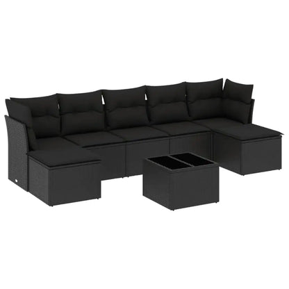 Set Divani da Giardino con Cuscini 8 pz Nero in Polyrattan - homemem39