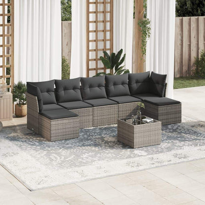 Set Divano da Giardino 8 pz con Cuscini Grigio in Polyrattan - homemem39