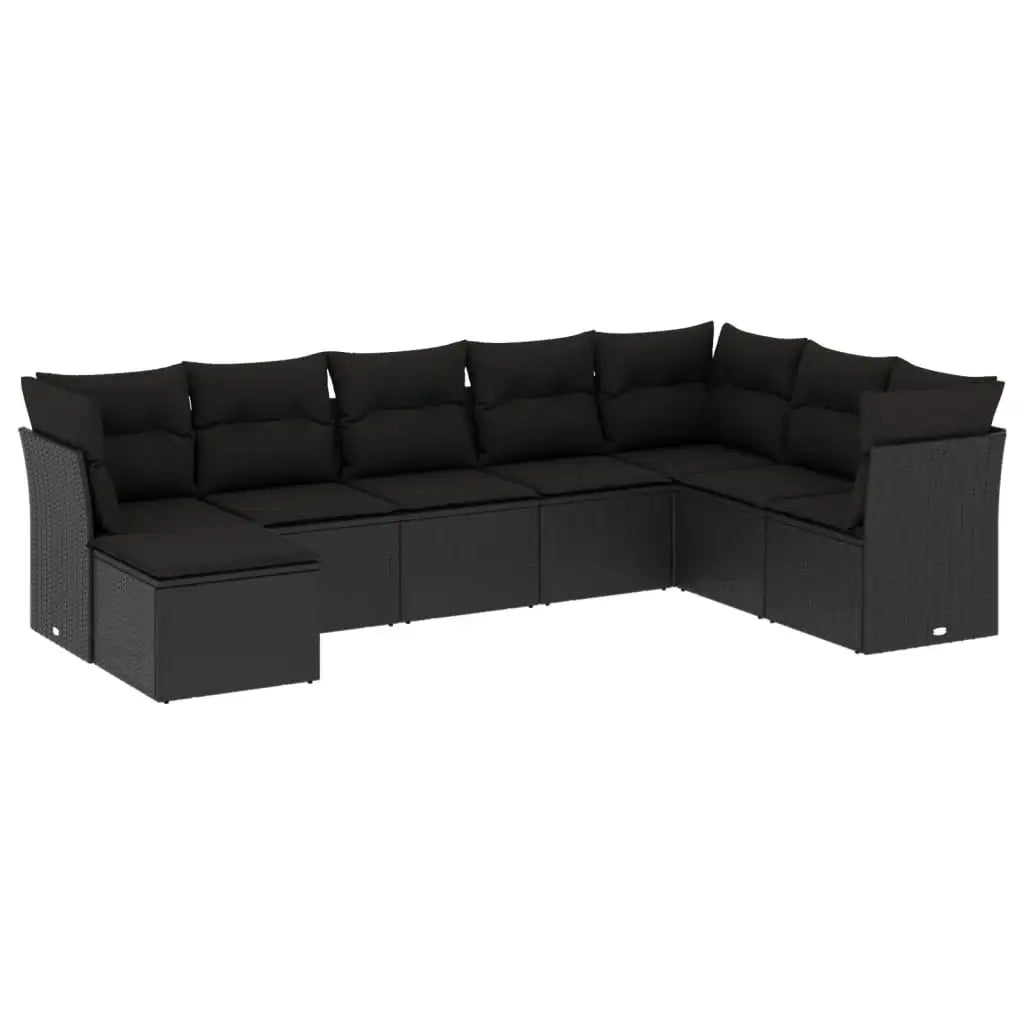 Set Divani da Giardino con Cuscini 8 pz Nero in Polyrattan - homemem39