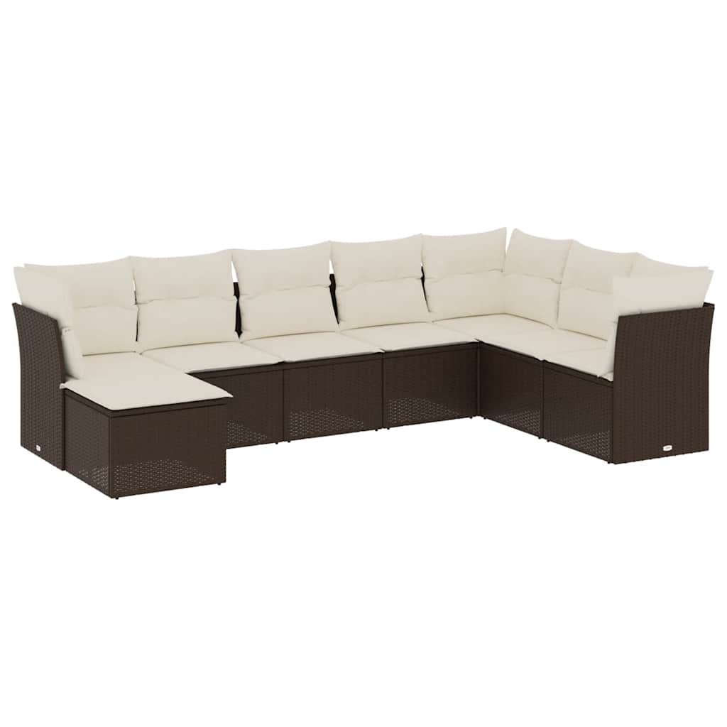 Set Divani da Giardino 8 pz con Cuscini Marrone in Polyrattan - homemem39