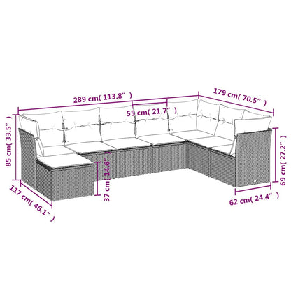 Set Divani da Giardino 8 pz con Cuscini Marrone in Polyrattan | homemem39