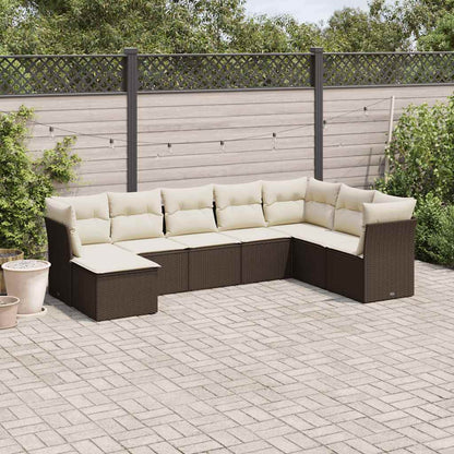 Set Divani da Giardino 8 pz con Cuscini Marrone in Polyrattan | homemem39